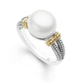 Cultured freshwater pearl statement ring with Caviar beading in 18K gold and sterling silver.