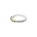 Rittenhouse Green Tourmaline Stacking Ring with baguette green tourmalines in 18K gold bezels, sterling silver band, and Caviar beading, embodies Lagos's elegance.