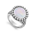 Mother of Pearl gemstone circle ring with sterling silver Caviar beading.