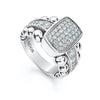 A pavé diamond station highlighted by a band of sterling silver Caviar beading and diamonds. LAGOS diamonds are the highest quality natural stones.