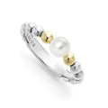 Cultured freshwater pearl ring with Caviar beading in 18K gold and sterling silver.
