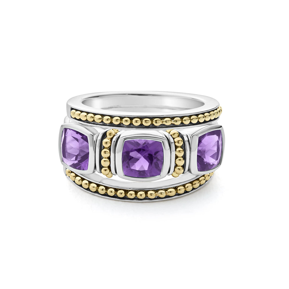 Two-Tone Amethyst Trio Stacking Rings | LAGOS Jewelry