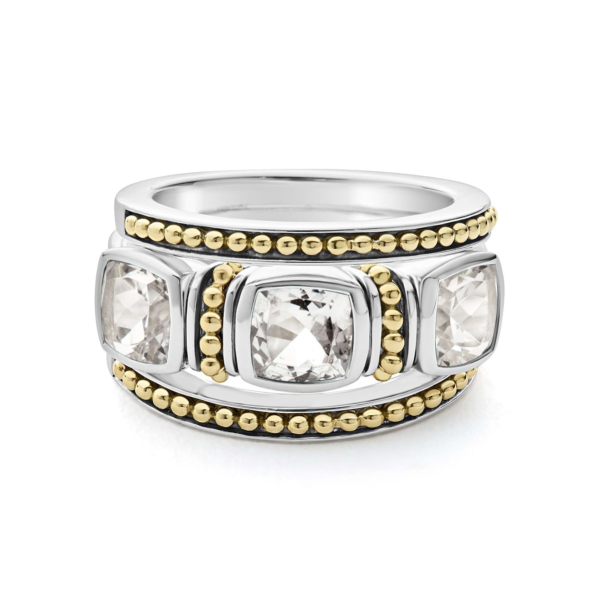 Two-Tone White Topaz Trio Stacking Rings | LAGOS Jewelry
