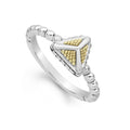 18k gold Caviar beading forms a pyramid ring with sterling silver accents.