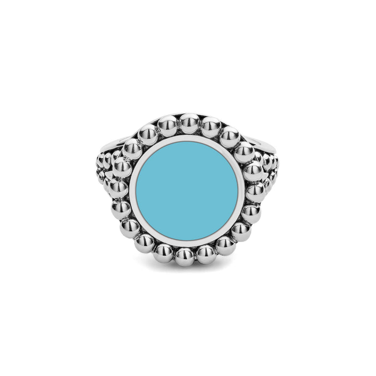 Ceramic ring detailed with sterling silver Caviar beading.