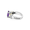 Side view of  Small Emerald-Cut Amethyst Ring showing LAGOS logo
