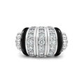 Black Caviar Black Three Station Ceramic Caviar Diamond Ring featuring sterling silver with three diamond rows, black ceramic accents, and signature caviar beading for a bold, elegant style.