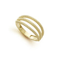 Three rows of 18K gold superfine Caviar beading form this ring that is perfect to elevate every look.