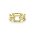 18K gold variations of Caviar beading & fluting elements form this oval link ring.