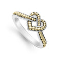 Sterling silver and 18k gold form this unique Beloved heart ring.