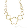 A LAGOS exclusive. 18k gold graduated floral outlines with Caviar beading detail on the sides form this 18 inch link necklace.