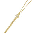 Caviar Gold Caviar Tassel Diamond Pendant Necklace with 18K gold chain, featuring diamond-studded bead pendant and tasseled gold bead strands.