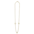 Three round Mother of Pearl stations set and surrounded by 18K gold Caviar beading on this necklace.