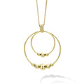 Two 18k gold circles with graduated beaded accents form this pendant finished on a chain necklace.