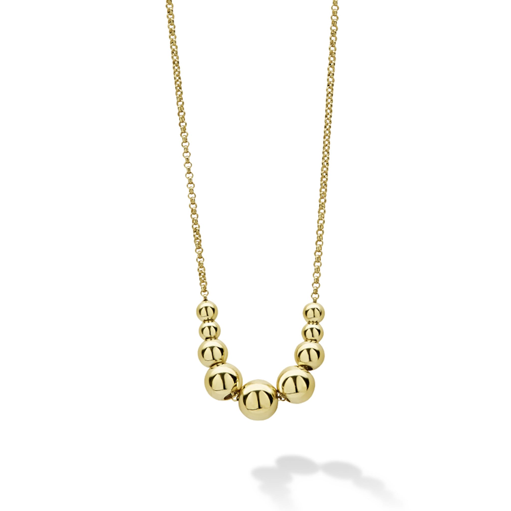 Caviar Gold Collection 18K Gold Ball Chain Necklace, 34