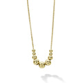 Nine 18K gold graduated beaded accents and an 18K gold chain form this necklace.