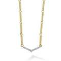 18K gold superfine Caviar beading and diamonds set in chevron shaped 18K White Gold form this elegant necklace. LAGOS diamonds are the highest quality natural stones.
