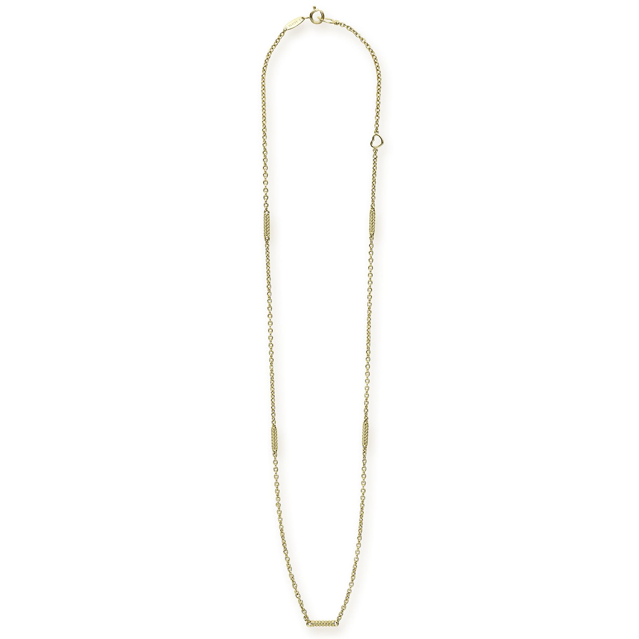 Signature Caviar 18K Gold Superfine Station Chain Necklace