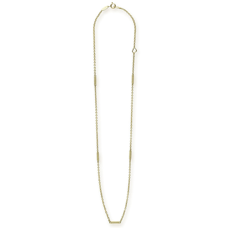 Signature Caviar 18K Gold Superfine Station Chain Necklace