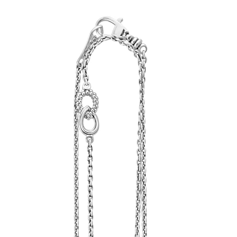View of Lobster Clasp on Fluted Link Station Long Necklace