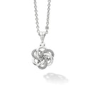 Sterling silver Caviar beaded love knot pendant finished on a versatile link necklace with six sterling silver Caviar beaded stations.