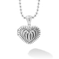 Sterling silver heart locket with fluting and Caviar beading on a sterling silver ball chain necklace.