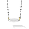 Highly polished sterling silver necklace with 18K gold beading. Ideal for a modern initial or classic monogram.