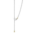 Beloved Oval Plate Necklace: A two-stranded ball-chain in sterling silver with 18K gold caviar beading, featuring a mixed-metal clasp and gold accent ring.
