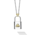 Our signature sterling silver lock with an 18k gold LAGOS crest finished on a sterling silver Caviar beaded chain necklace.