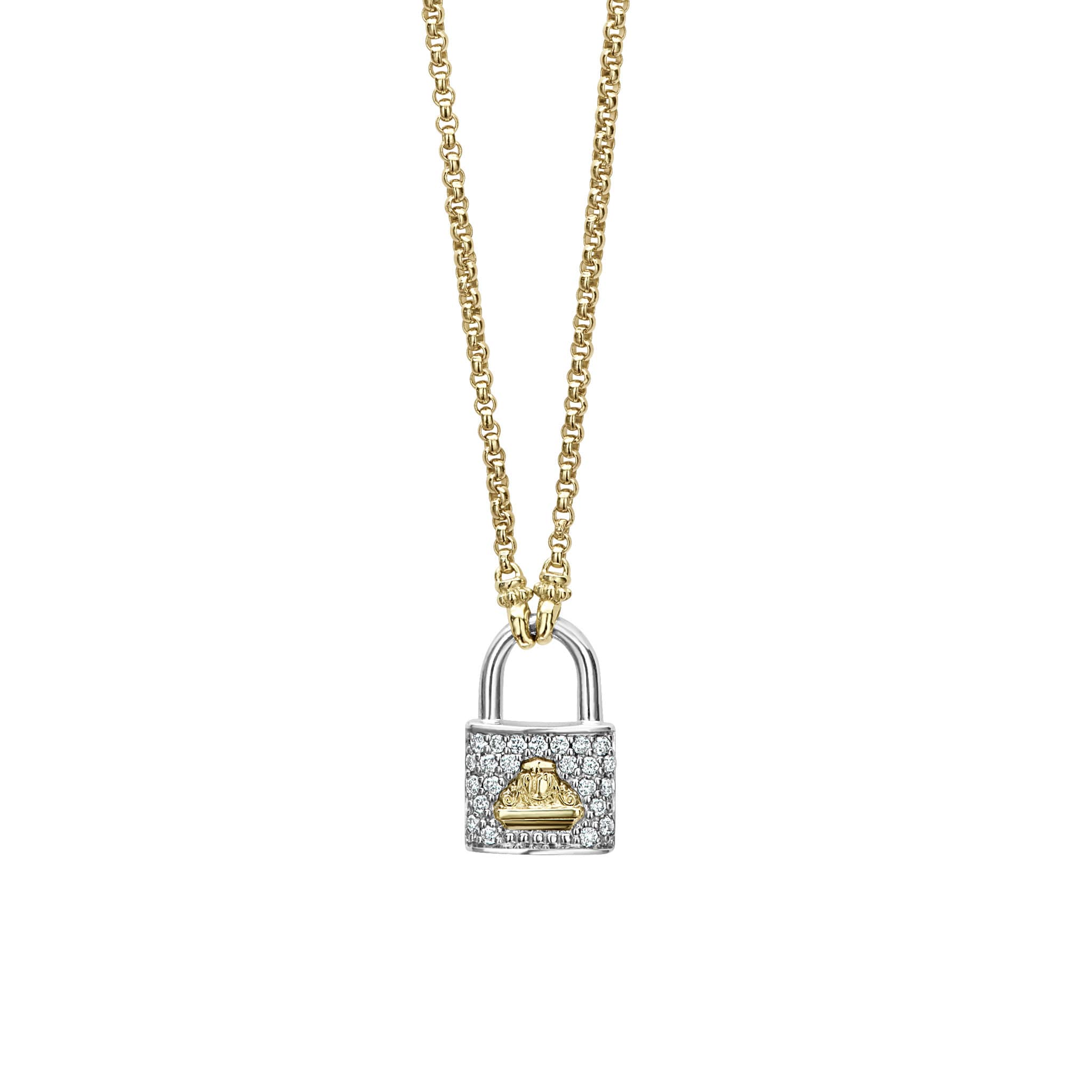 Lagos Beloved Small Diamond Lock Pendant Necklace