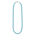 Blue Caviar Silver Station Ceramic Beaded Necklace blue ceramic beads with sterling silver caviar beading and clusters, showcasing a sleek, modern design.