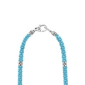Blue Caviar Silver Station Ceramic Beaded Necklace 5mm features turquoise-blue ceramic beads with sterling silver spacers and a lobster-claw clasp, showcasing LAGOS craftsmanship.