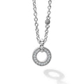 Diamond circle pendant set in sterling silver finished on a versatile link necklace with six sterling silver Caviar beaded stations. LAGOS diamonds are the highest quality natural stones.