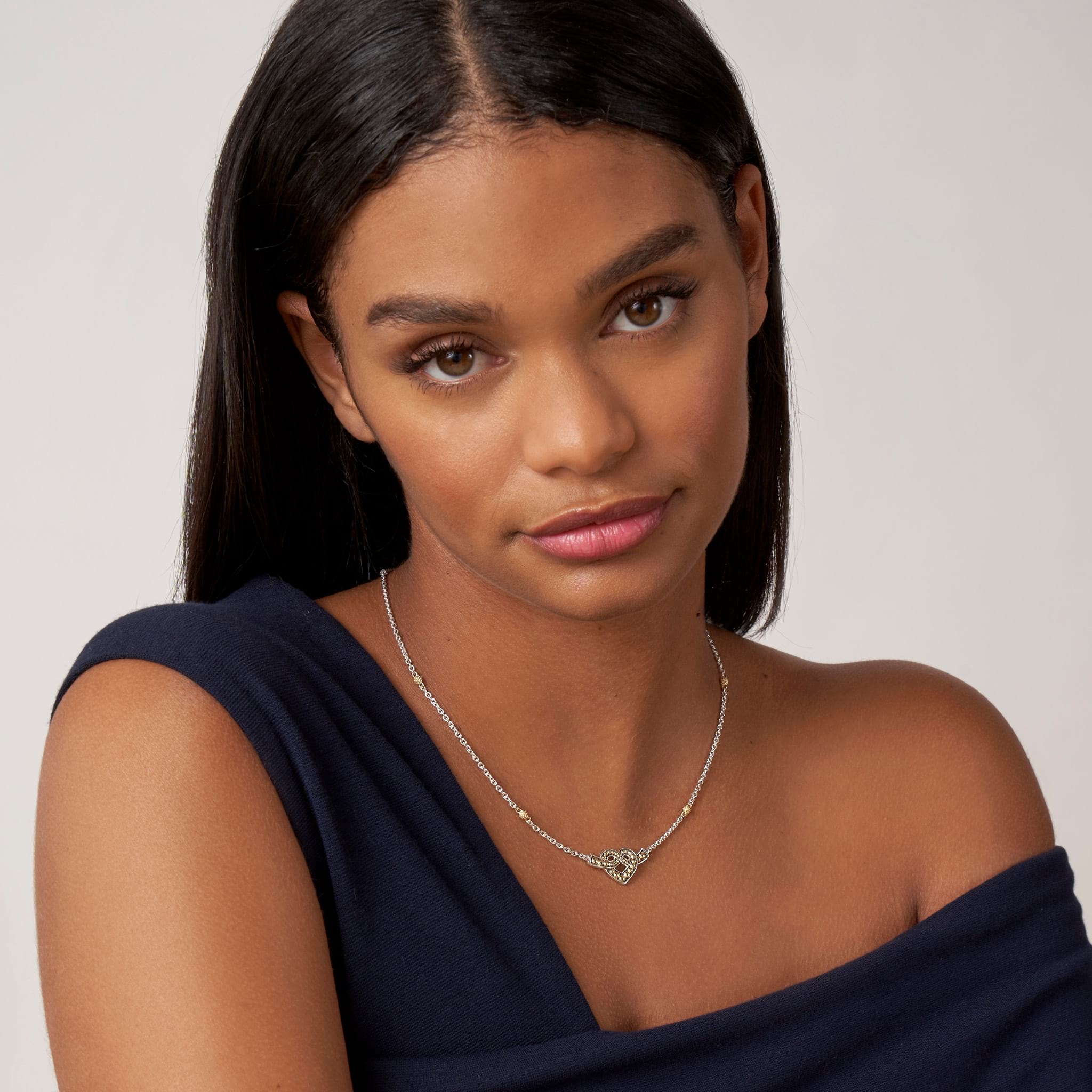 Lagos Beloved Large Lock Two-Tone Pendant Necklace