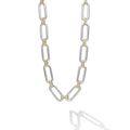 Sterling silver & 18k gold variations of Caviar beading & fluting elements form this timeless link necklace.
