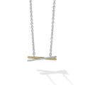 A diamond X pendant set in sterling silver with 18k gold Caviar detailing on a chain necklace. LAGOS diamonds are the highest quality natural stones.