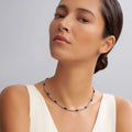 Blue Caviar Ultramarine Silver Station Ceramic Beaded Necklace 3mm