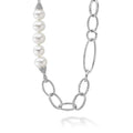 Five cultured freshwater pearl stations on a signature sterling silver Caviar beaded link necklace.