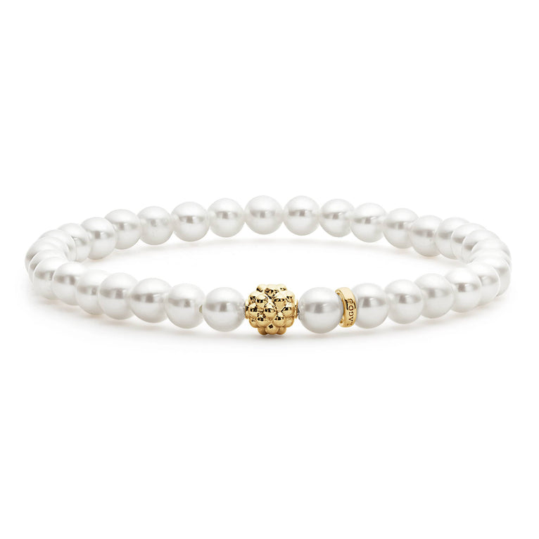 Pearl Gold Station Bead Bracelet | Caviar Icon | LAGOS Jewelry