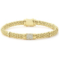 Pavé diamonds highlighted by 18K gold Caviar beading form this signature bracelet. LAGOS diamonds are the highest quality natural stones.