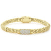 Pavé diamonds highlighted by 18K gold Caviar beading form this signature bracelet. LAGOS diamonds are the highest quality natural stones.