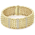 Three diamond stations highlighted by dramatic 18K gold Caviar beading form this bracelet. LAGOS diamonds are the highest quality natural stones.