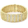 Five diamond stations highlighted by dramatic 18K gold Caviar beading form this bracelet. LAGOS diamonds are the highest quality natural stones.