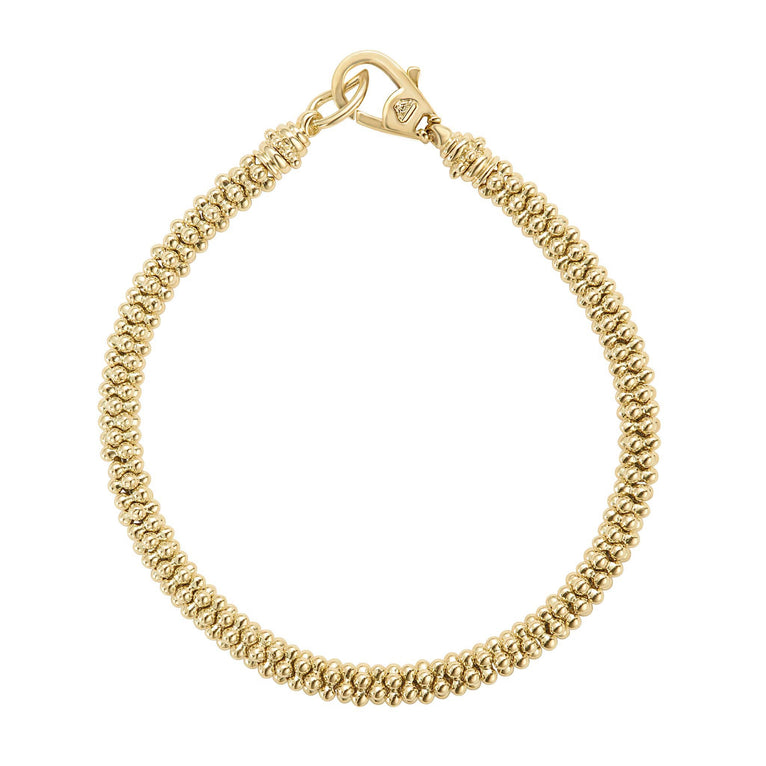 An 18K gold Caviar signature bracelet finished with a signature lobster clasp detailing the LAGOS crest.