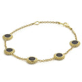 Close up of Five Station Round Onyx Bracelet