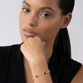 Woman wearing Five Station Round Onyx Bracelet