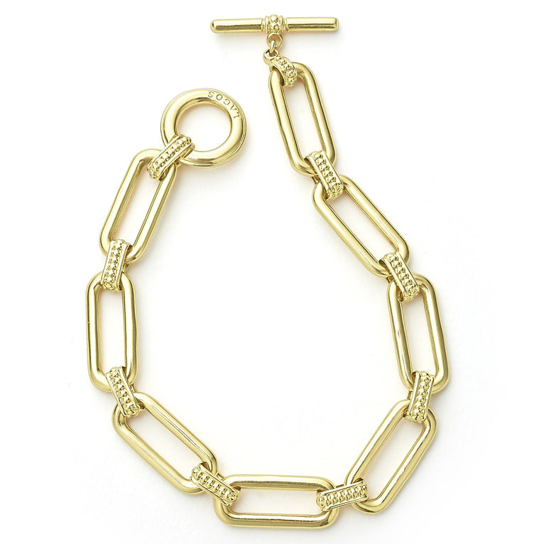 Signature Caviar 18K Gold Elongated Link Bracelet