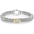 A signature pavé diamond Caviar bracelet with 18K gold accents. LAGOS diamonds are the highest quality natural stones.