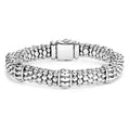 Five fluted stations accent the sterling silver Caviar beading on this versatile bracelet.