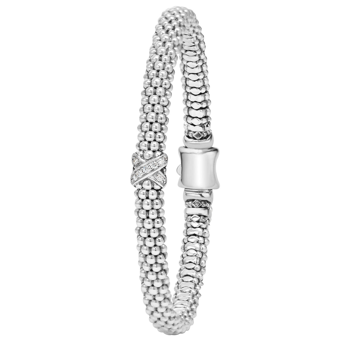 Single Station X Silver Diamond Bracelet | Caviar Lux | LAGOS Jewelry